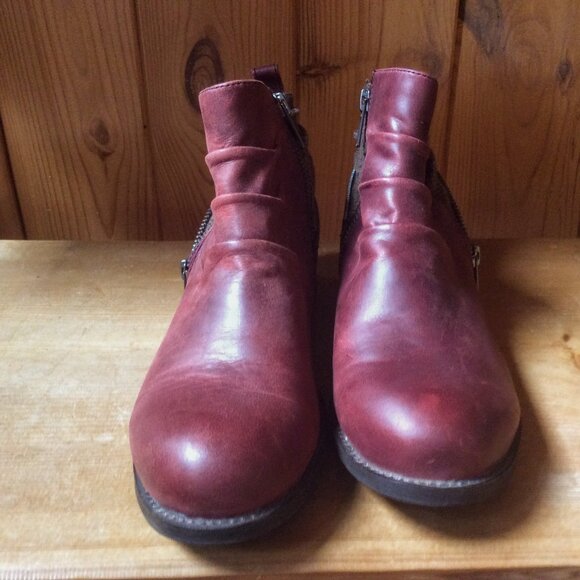 Caterpiller Red Cat Kiley Sedona Herringbone Leather Ankle Boot EUC Size 7.5 - Picture 2 of 7